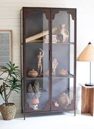 Rustic Metal And Glass Display Cabinet