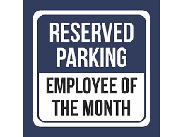 Reserved Parking Employee Of The Month Print Blue And White Blue Metal Square Signs 4 Pack 12x12 Newegg Com
