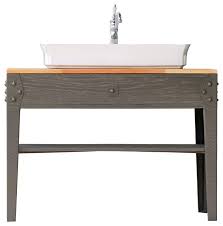 The bathroom in the top photo also shows a. 49 Gray Industrial Cast Iron Wood Bath Vanity Vessel Trough Farm Sink Farmhouse Bathroom Vanities And Sink Consoles By Watermarkfixtures Llc Houzz