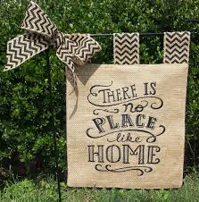 Embroidered Burlap Garden Flag There S