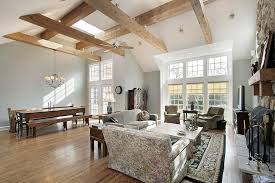 featuring ceilings with exposed beams