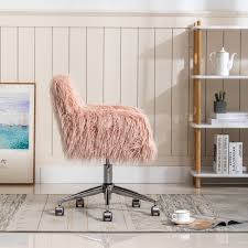 faux fur swivel home office desk chair