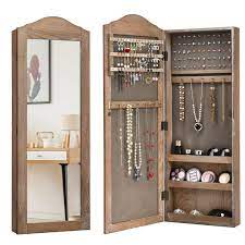 Gymax Mirrored Jewelry Cabinet Armoire