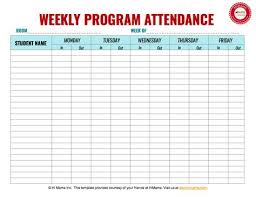 Daycare Sign In Sheet Template Weekly M F Attendance