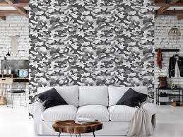 Gray Camouflage Removable Wallpaper