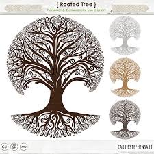Rooted Tree Clip Art Family Tree Silhouette Whimsical Tree Etsy