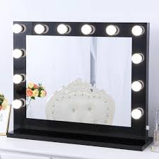 Boyel Living 27 In W X 27 In H Framed Rectangular Led Light Bathroom Vanity Mirror In Black Xd 8065 Black The Home Depot