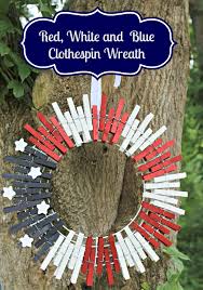 red white and blue clothespin wreath