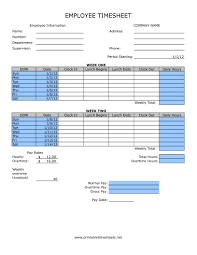 Timesheet With Lunch Printable Time Sheet