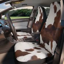 Brown Cow Print Car Seat