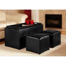 Black Coffee Table Storage Bench With 2