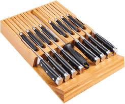 utoplike in drawer bamboo knife block drawer organizer and holder 16 knife
