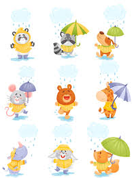 rainy day cute cartoon vector
