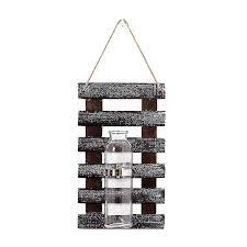 Wood And Glass Wall Hanging Vase For