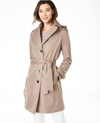 Belted Water Resistant Trench Coat Created For Macys