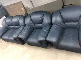 blue leather sofa ebay