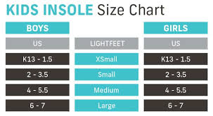 insole footwear and sock size chart