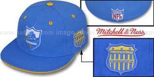 Chargers Scrimmage Patch Blue Fitted Hats By Mitchell Ness