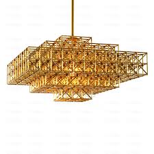 Led Art Deco Creative Gold Chandelier Light Geometric Modern Simple