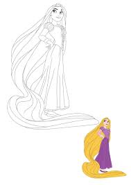Tranh tô màu công chúa tóc mây xinh Rapunzel đẹp nhất
