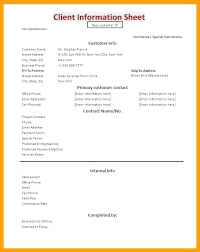 New Customer Information Template Client Information Form Template