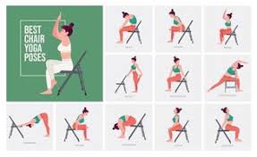 chair yoga vector art icons and