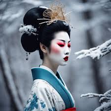 symbolic asian geisha in the style of