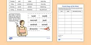 Free french worksheet grade 1 grade 2 grade 3 fsl core free printable french worksheets for beginners, free summer review kindergarten math & literacy worksheets calendar worksheets for kindergarten pdf, calendar worksheet kindergarten, calendar practice worksheets kindergarten, daily. Days Of The Week In French Worksheet Primary Resources Ks2