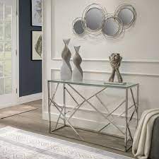 Modern Silver Glass Console Table
