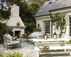Outdoor Fireplace Painted Brick Design