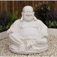 Dinova Laughing Buddha White Polymarble