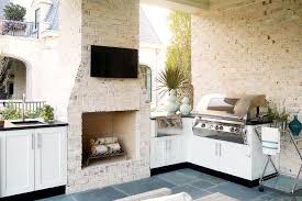 White Brick Outdoor Kitchen Design Ideas