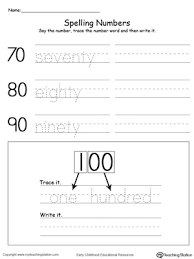 writing number words by tens 70