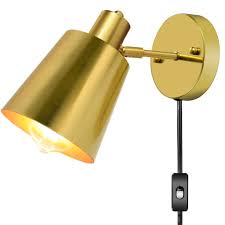 Plug In Wall Sconces Gold Brass