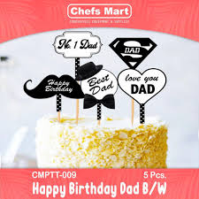 happy birthday dad b w cake topper