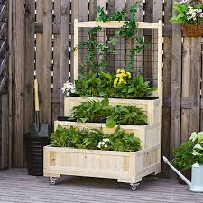 3 Tiers Wooden Raised Garden Bed With