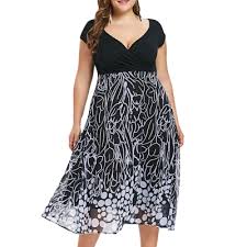 Dropshipping For Plus Size Plunge High Waist Surplice Dress