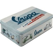 Details About Vespa Scooter Model Chart Storage Jar Metal 9 1 8in Hoard Box Gift Container