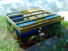 floating dock with plastic barrels