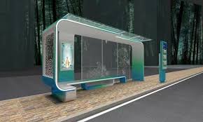 Solar Bus Shelter and Stainless Steel Metal Smart Bus Stop - China Simple and Eternal