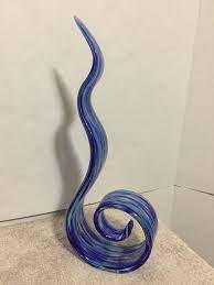 murano art glass cobalt blue ribbon