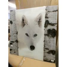 Large Glass Wall Art Panel Of An Arctic Fox