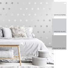 polka dots wallpaper in grey silver