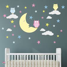 magical moon and owls nursery wall stickers
