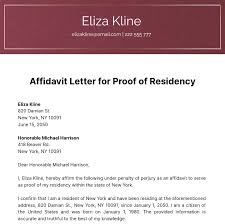 affidavit letter for proof of residency