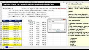 conditionally format row for bold date