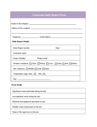 Fillable Online Contractor Daily Report Form Sample