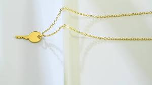 hot stainless steel key necklace gold
