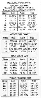 Size Chart For Misses