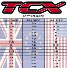 Tcx Size Guide Motorcycle Riding Boots Motorcycle Boots